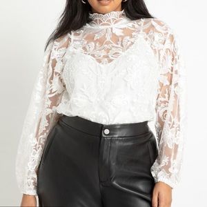 ELOQUII White Lace Blouse, NWOT